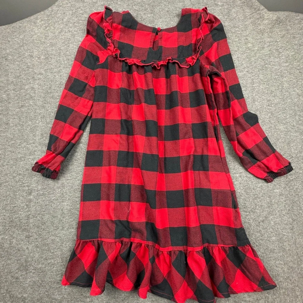 Disney Minnie Mouse Red Black Buffalo Plaid Long Sleeve Nightgown Girls Sz. 7/8 - Picture 2 of 6